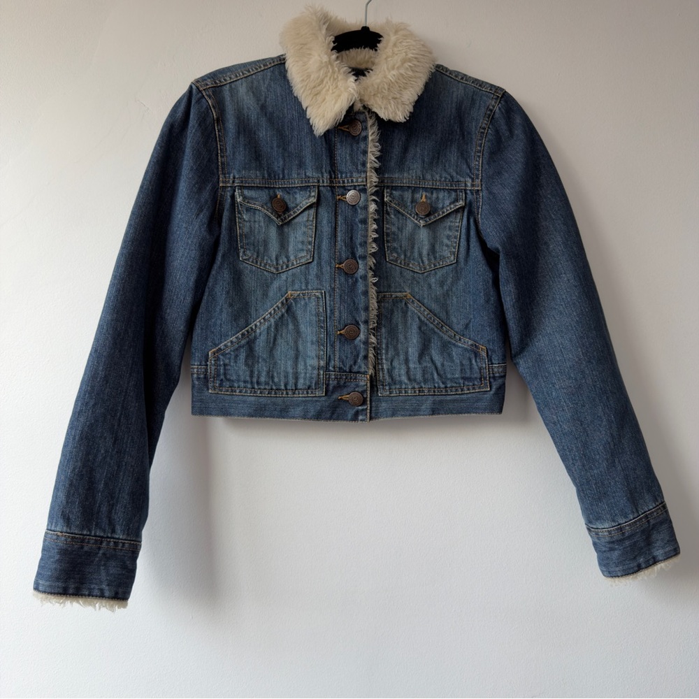Aeropostale Denim Jacket with Cream Sherpa‎ Trim